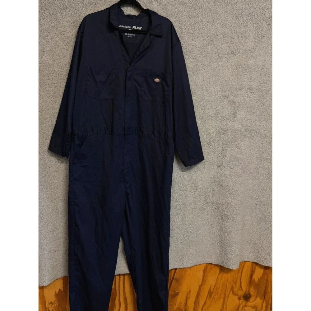 DICKIES Flex Overalls Mens XL Reg Blue Short Sleeve Workwear Industrial Utility